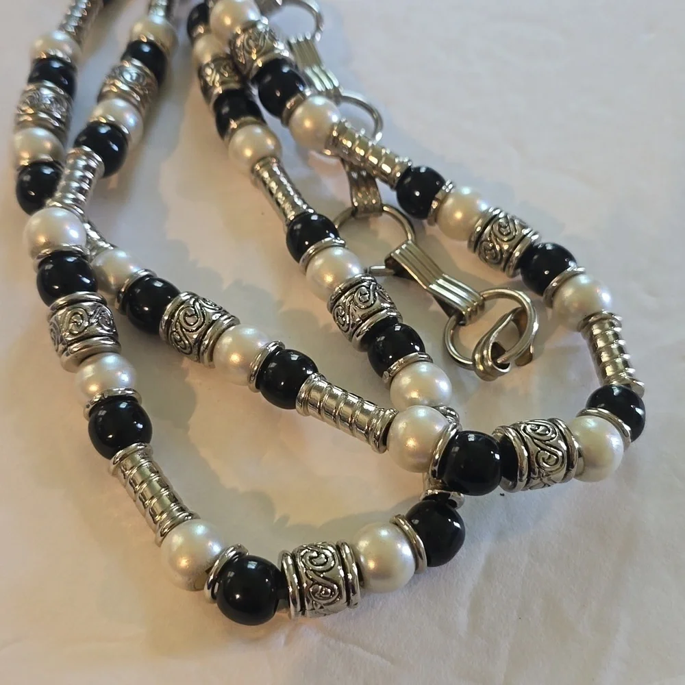 Womens Vintage Black/ Silver Metal Dress Belt Chain Hook Statement Sz.M/L